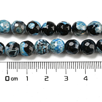 Faceted Round Dyed Natural Fire Crackle Agate Beads Strands G-D769-8mm-04-1
