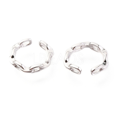 Anti-Tarnish Rhodium Plated 925 Sterling Silver Cuff Earrings EJEW-H124-05P-1