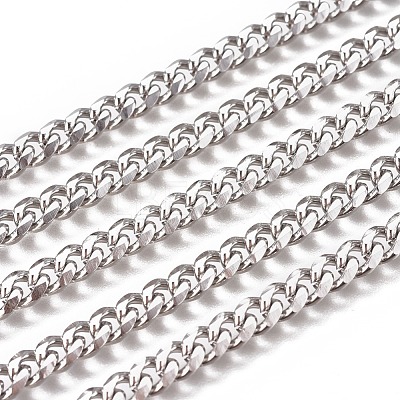 Non-Tarnish Handmade 304 Stainless Steel Cuban Link Chains STAS-F229-07B-P-1