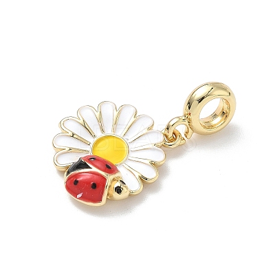 Brass Enamel European Dangle Charms KK-P330-03G-1