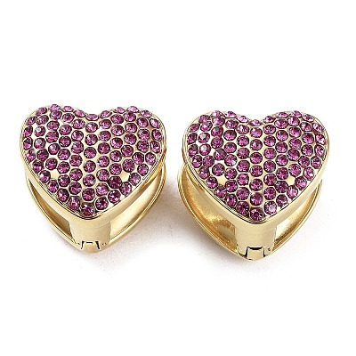 Golden 304 Stainless Steel Rhinestone Hoop Earrings EJEW-P245-09G-1