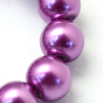 Baking Paint Pearlized Glass Pearl Round Bead Strands X-HY-Q003-4mm-16-1
