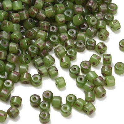 Picasso Glass Cylinder Seed Beads GLAA-C044-01B-1