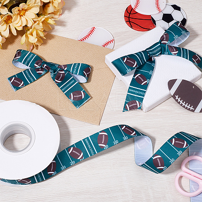 25 Yards Sport Ball Theme Printed Polyester Grosgrain Ribbon OCOR-WH20002-03A-01-1