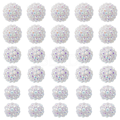 30Pcs 3 Styles Acrylic & Resin with Rhinestone Round Beads OACR-PH0004-27-1