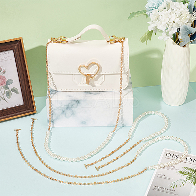 3Pcs 3 Styles ABS Plastic Imitation Pearl Purse Chains FIND-WR0009-73B-1