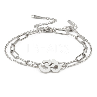 Tarnish Resistant 304 Stainless Steel Paperclip Chains & Cable Chain Bracelet Sets AJEW-U005-05F-P-1