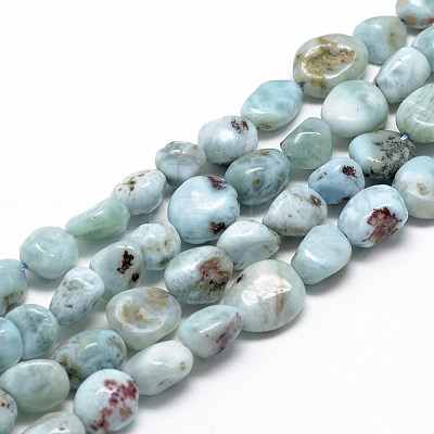 Natural Larimar Beads Strands X-G-R445-8x10-15-1