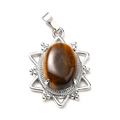 Natural Tiger Eye Pendants G-B033-03P-16-1