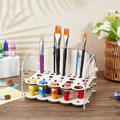 Acrylic & Wood Oil Painting Brush Pen Storage Rack ODIS-WH0043-245-1
