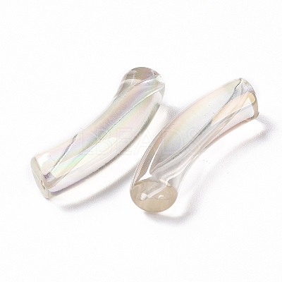 UV Plating Transparent Rainbow Iridescent Acrylic Beads OACR-A016-01M-1