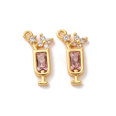 Brass Micro Pave Cubic Zirconia Pendants X1-KK-K382-28G-02-1