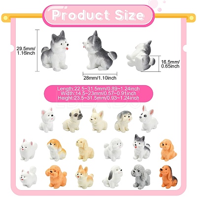 34Pcs 17 Styles Opaque Resin Dog Display Decorations RESI-CJ0005-40-1
