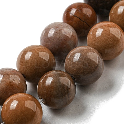 Natural Petrified Wood Round Bead Strands G-F266-08-12mm-1