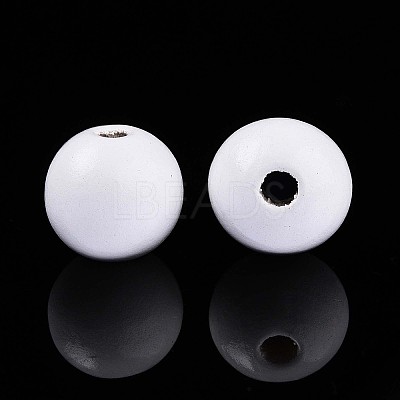 Spray Painted Round Natural Schima Wood Beads WOOD-A018-14mm-30-1