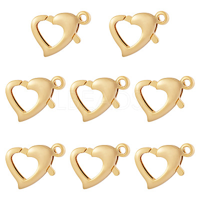 8Pcs Brass Heart Lobster Claw Clasps KK-TA0002-69-1