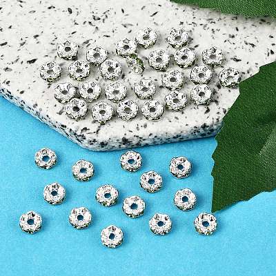 Brass Grade A Rhinestone Spacer Beads RSB028NF-10-1