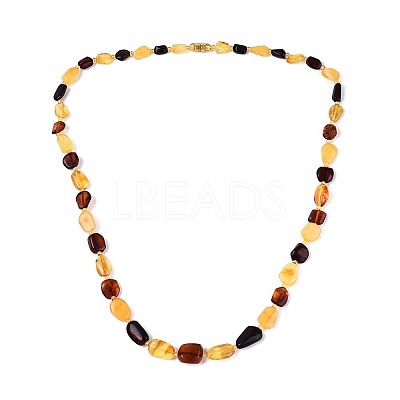 Natural Amber Nuggets Graduated Beaded Necklaces NJEW-T019-09-1