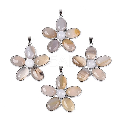 Natural Agate Big Pendants G-Q494-25P-02-1