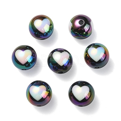 UV Plating Rainbow Iridescent Acrylic Beads OACR-F004-09A-1