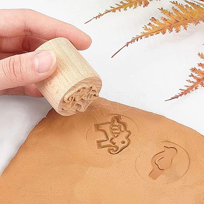 Wood Wax Seal Stamp AJEW-WH0122-014-1