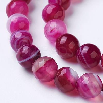 Natural Striped Agate/Banded Agate Beads Strands G-G753-04-8mm-1