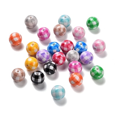 Spray Painted Opaque Acrylic Beads OACR-P030-07A-M-1
