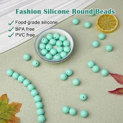 100Pcs Silicone Beads Round Rubber Bead 15MM Loose Spacer Beads for DIY Supplies Jewelry Keychain Making JX456A-1
