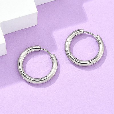 Tarnish Resistant 304 Stainless Steel Huggie Hoop Earrings EJEW-F111-20mm-P-1