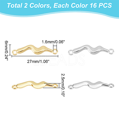32Pcs 2 Colors Rack Plating Alloy Connector Charms FIND-UN0001-98-1