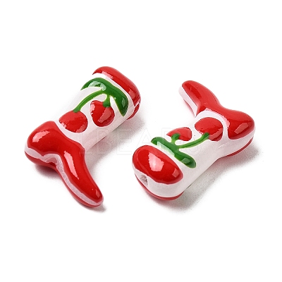 Boot Baking Paint Glass Enamel  Beads LAMP-C020-02P-1