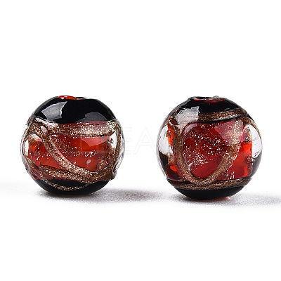 Handmade Gold Sand Lampwork Beads LAMP-T019-12mm-03-1