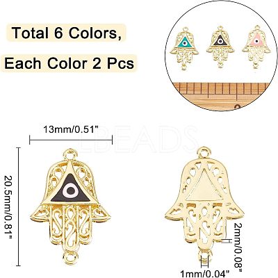 12Pcs 6 Colors Brass Enamel Links Connectors KK-NB0001-40-1