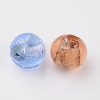 Handmade Silver Foil Glass Beads X-FOIL-R054-M-1