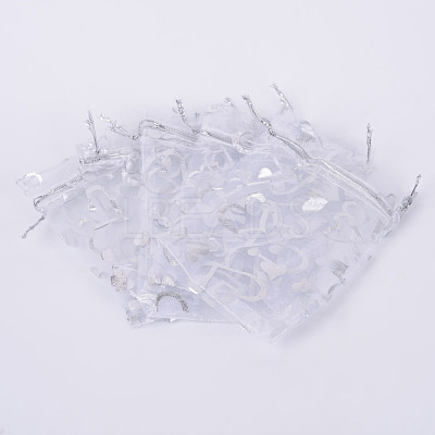 Heart Printed Organza Bags OP-R022-10x15-03-1