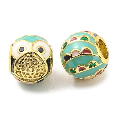 Rack Plating Brass Micro Pave Cubic Zirconia European Beads KK-M247-15G-1