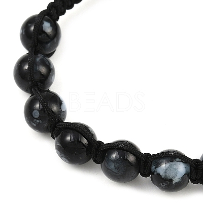 4Pcs 4 Colors Baking Paint Glass Round Beads Braided Bead Bracelets BJEW-JB11974-1
