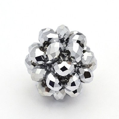 Electroplate Glass Round Woven Beads X-GLAA-A034-4mm-C05-1