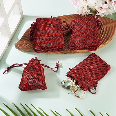 20Pcs Rectangle Polyester Imitation Burlap Packing Pouches Drawstring Bags ABAG-TA0001-96C-1