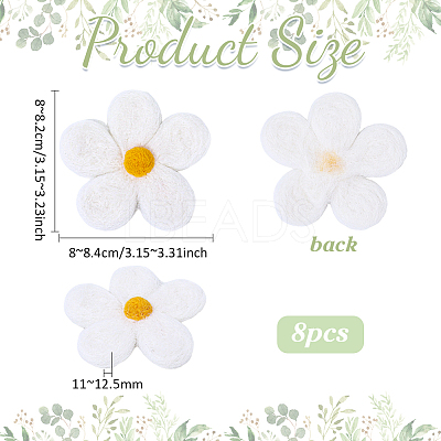 8Pcs Daisy Flower Wool Felt Fabric Costume Accessories AJEW-PH0008-82A-1