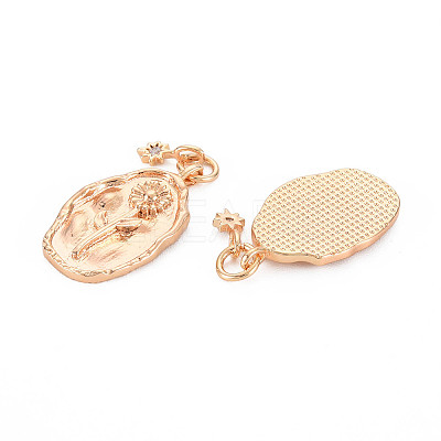 Brass White Opal Rhinestone Pendants X-KK-S364-217-1