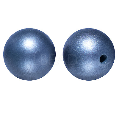 Imitation Metal Style Round Silicone Beads SI-JX0034A-04-1