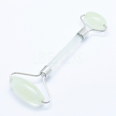 Green Watermelon Stone Glass Brass Face Massager MRMJ-G009-20P-1
