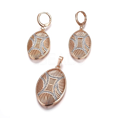 Brass Micro Pave Cubic Zirconia Jewelry Sets SJEW-F189-09KCG-1