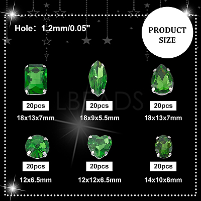 AHADEMAKER 1 Set Teardrop/Horse Eye/Heart/ Flat Round/Oval/Rectangle Octagon Shape Sew on Rhinestone FIND-GA0005-72A-1