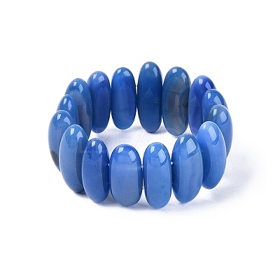 Oval Natural Agate Beaded Stretch Bracelets for Women Men G-Q601-23C-1