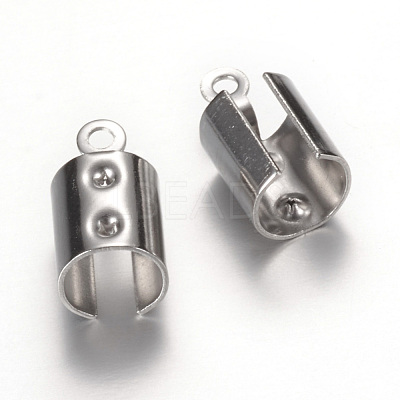 Tarnish Resistant 304 Stainless Steel Folding Crimp Ends X-STAS-T004-07-1