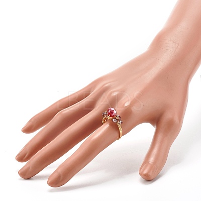 Electroplate Faceted Glass Beads Finger Rings RJEW-TA00014-1