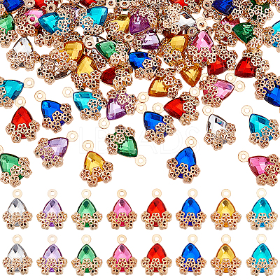 80Pcs 8 Colors Zinc Alloy with Cubic Zirconia Pendants FIND-UN0016-09-1