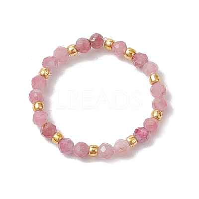 Natural Tourmaline Beaded Stretch Rings for Women RJEW-JR00868-05-1